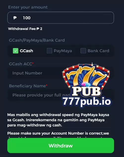 777pub Withdrawal